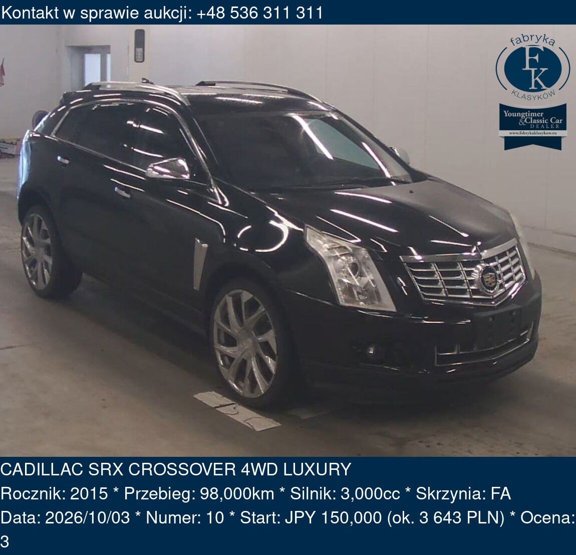 CADILLAC SRX CROSSOVER 4WD LUXURY 2015 - zdjęcie 2