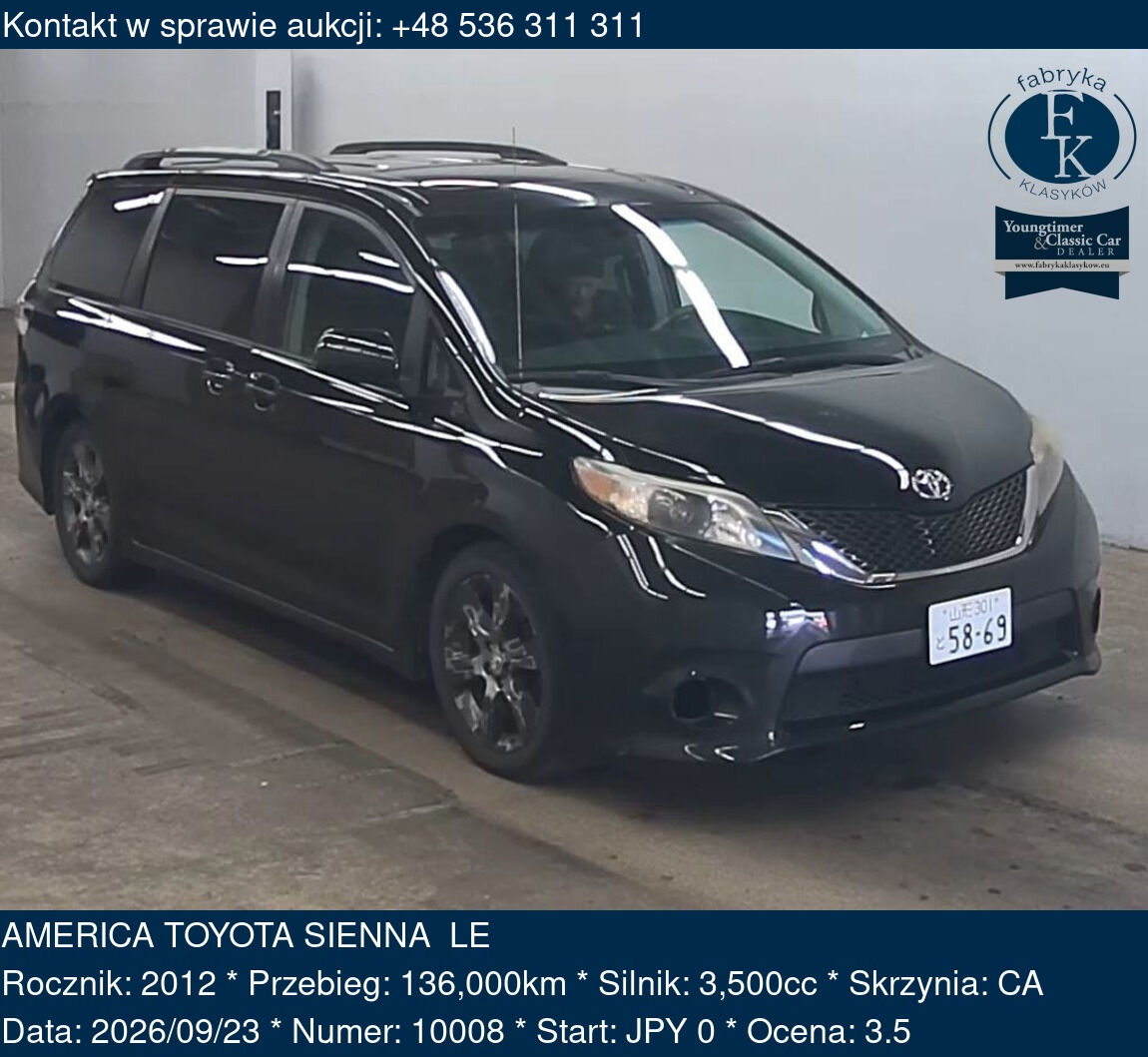 AMERICA TOYOTA SIENNA LE 2012 - zdjęcie 2