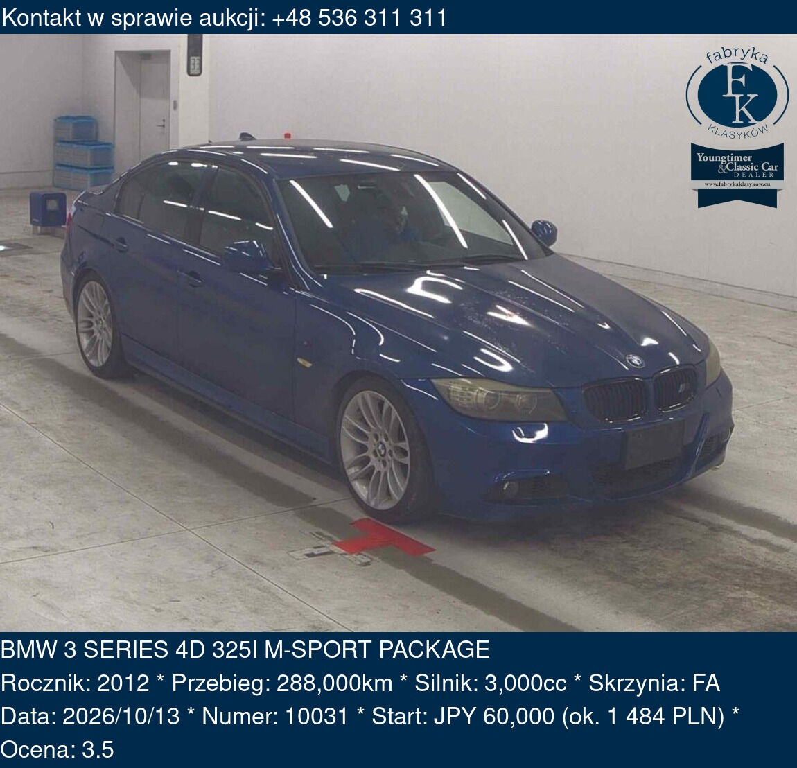 BMW 3 SERIES 4D 325I M-SPORT PACKAGE 2012 - zdjęcie 2