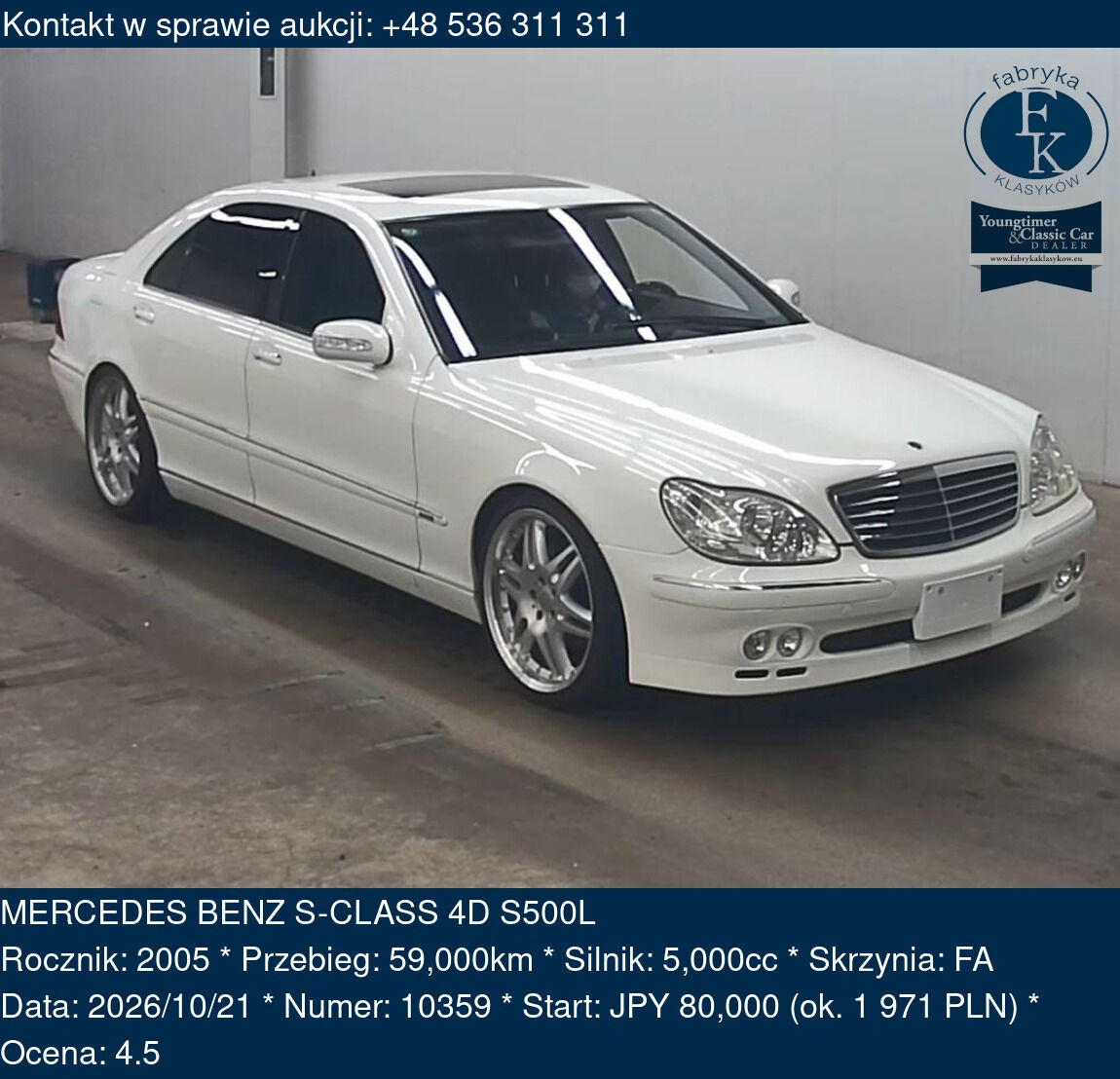 MERCEDES BENZ S-CLASS 4D S500L 2005 - zdjęcie 2