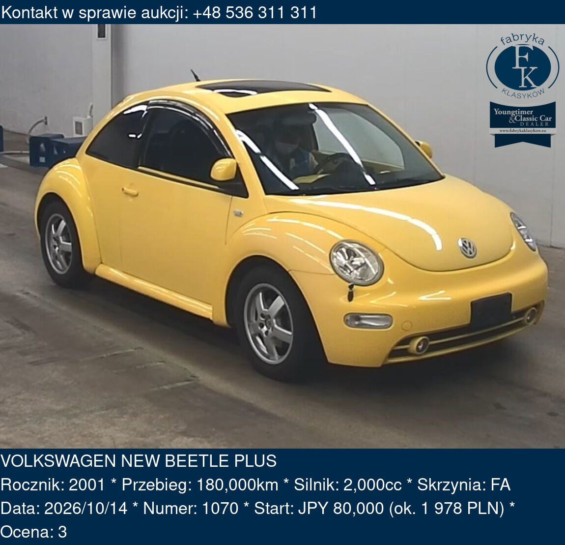 VOLKSWAGEN NEW BEETLE PLUS 2001 - zdjęcie 2