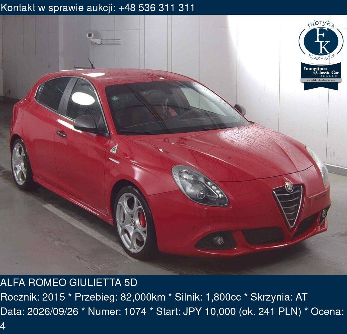 ALFA ROMEO GIULIETTA 5D 2015 - zdjęcie 2