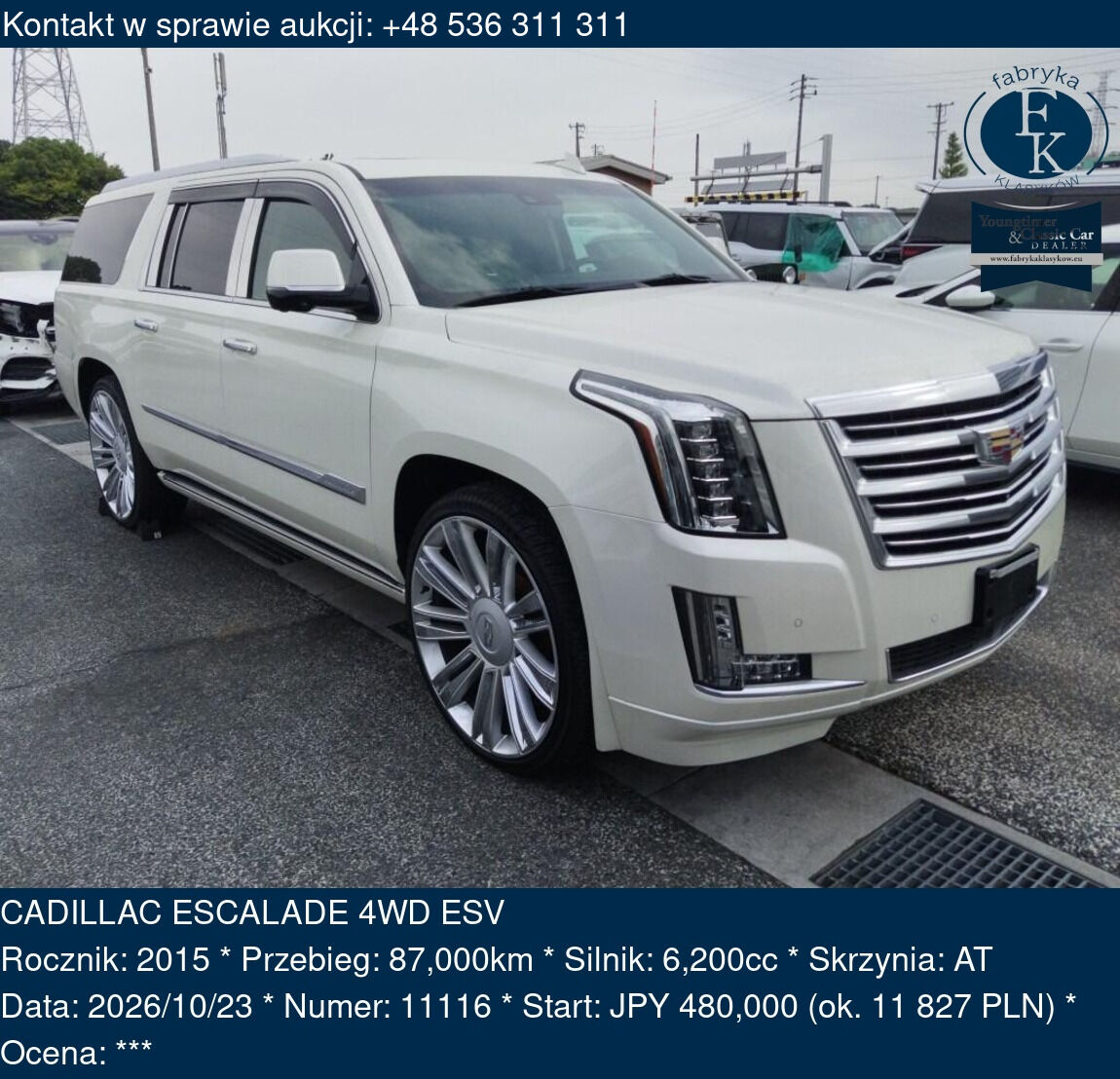 CADILLAC ESCALADE 4WD ESV 2015 - zdjęcie 2