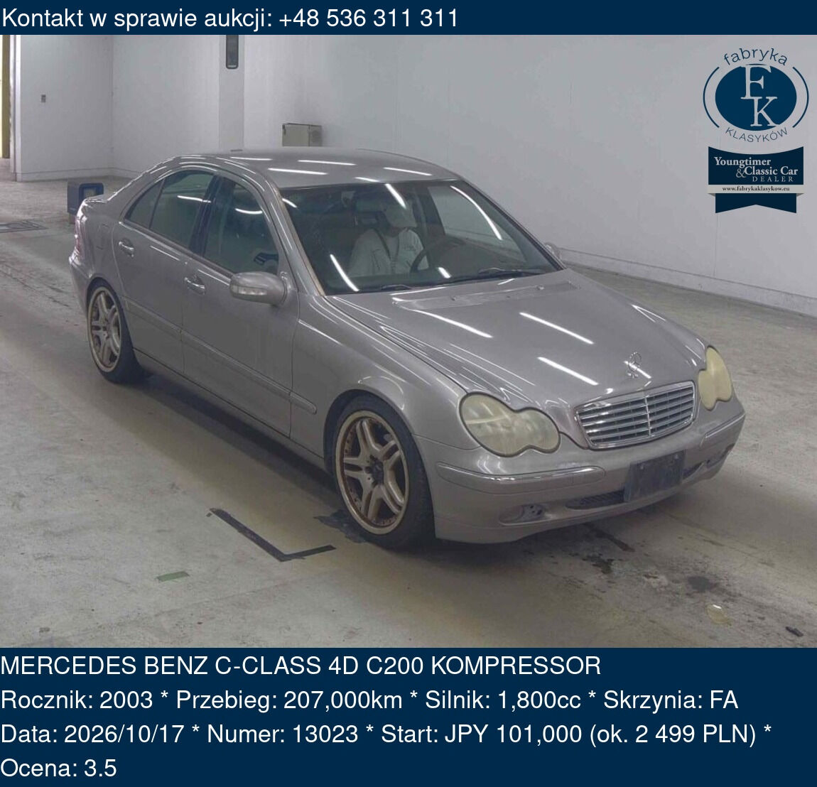 MERCEDES BENZ C-CLASS 4D C200 KOMPRESSOR 2003 - zdjęcie 2