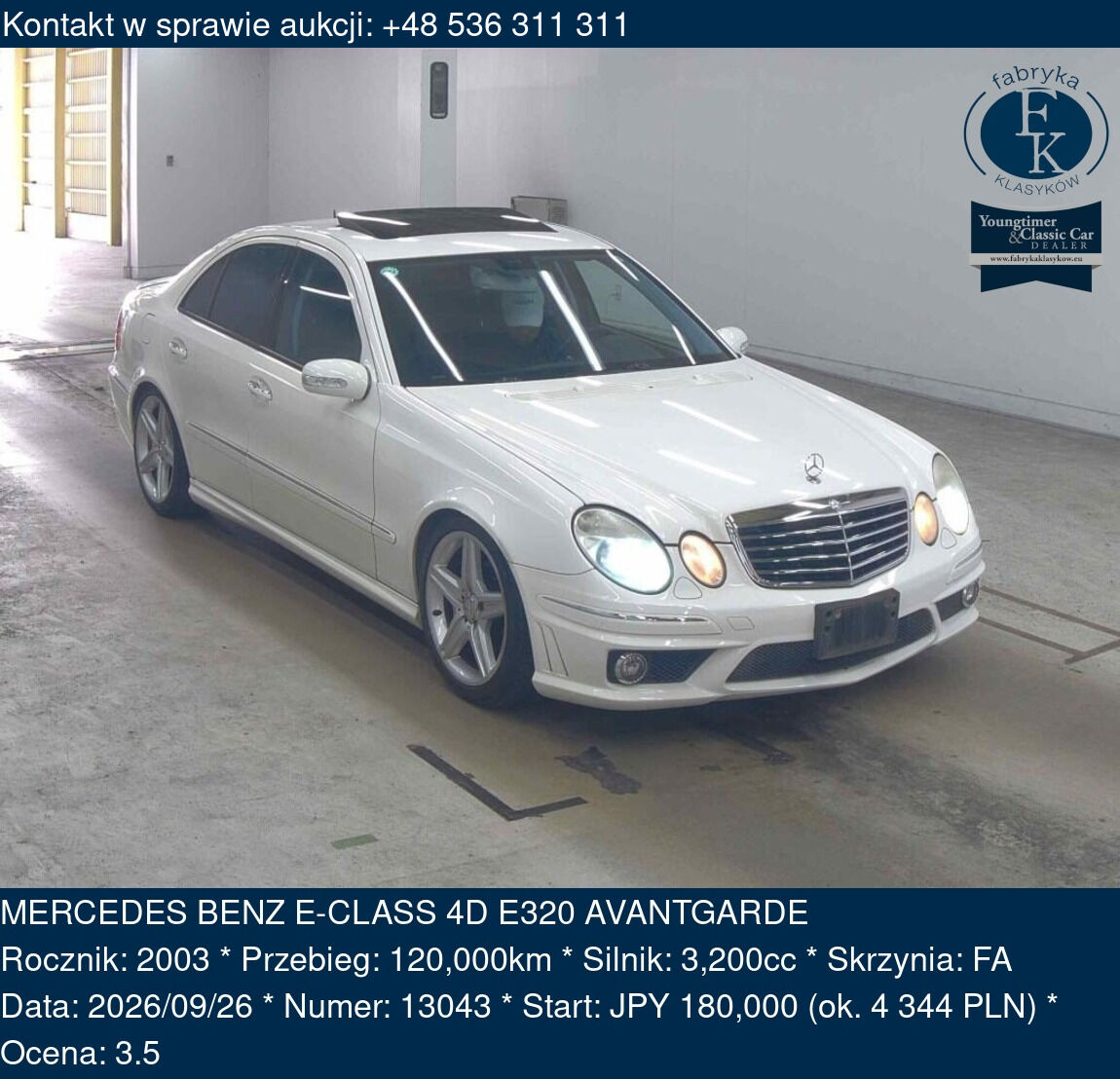MERCEDES BENZ E-CLASS 4D E320 AVANTGARDE 2003 - zdjęcie 2