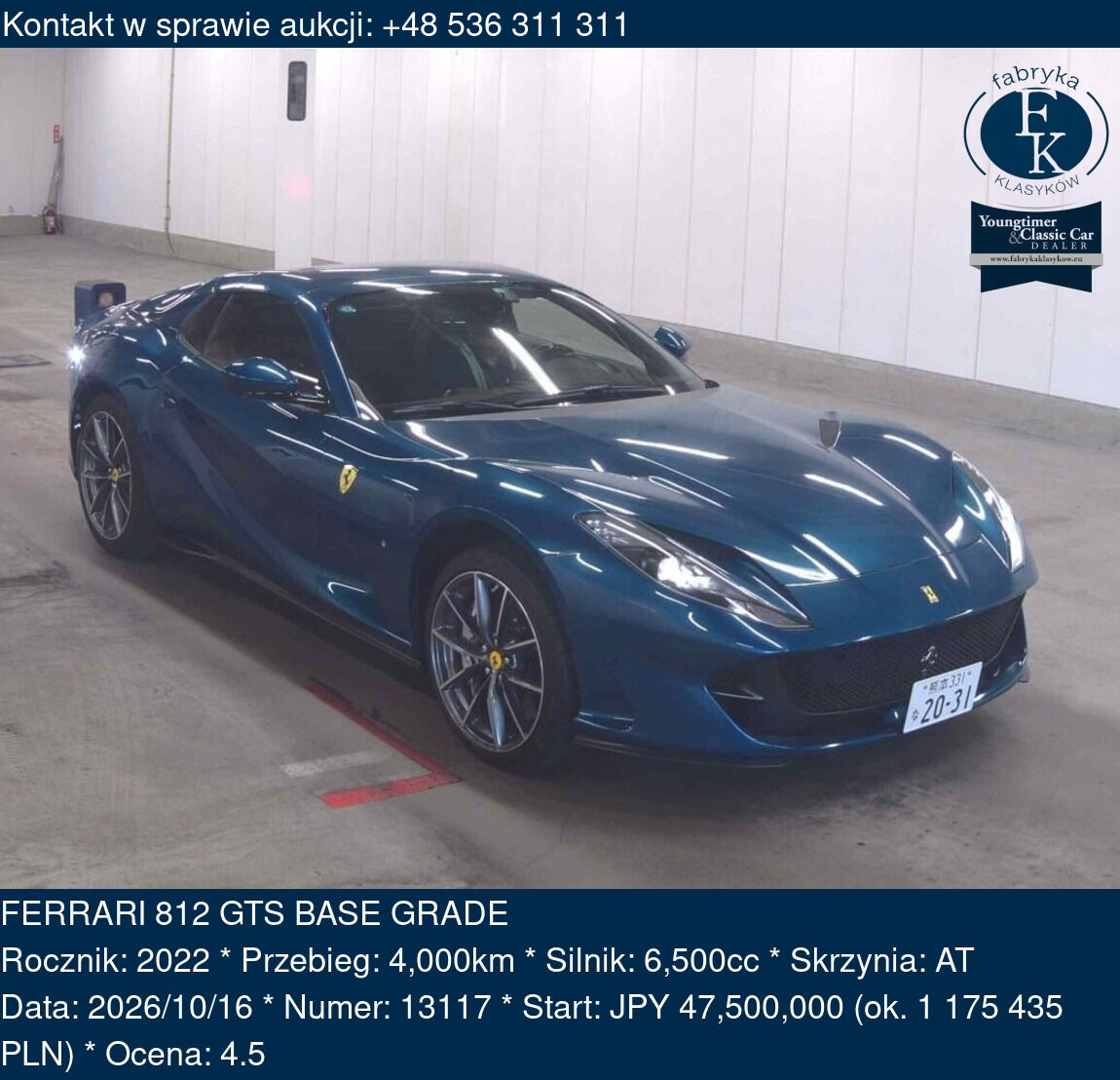 FERRARI 812 GTS BASE GRADE 2022 - zdjęcie 2