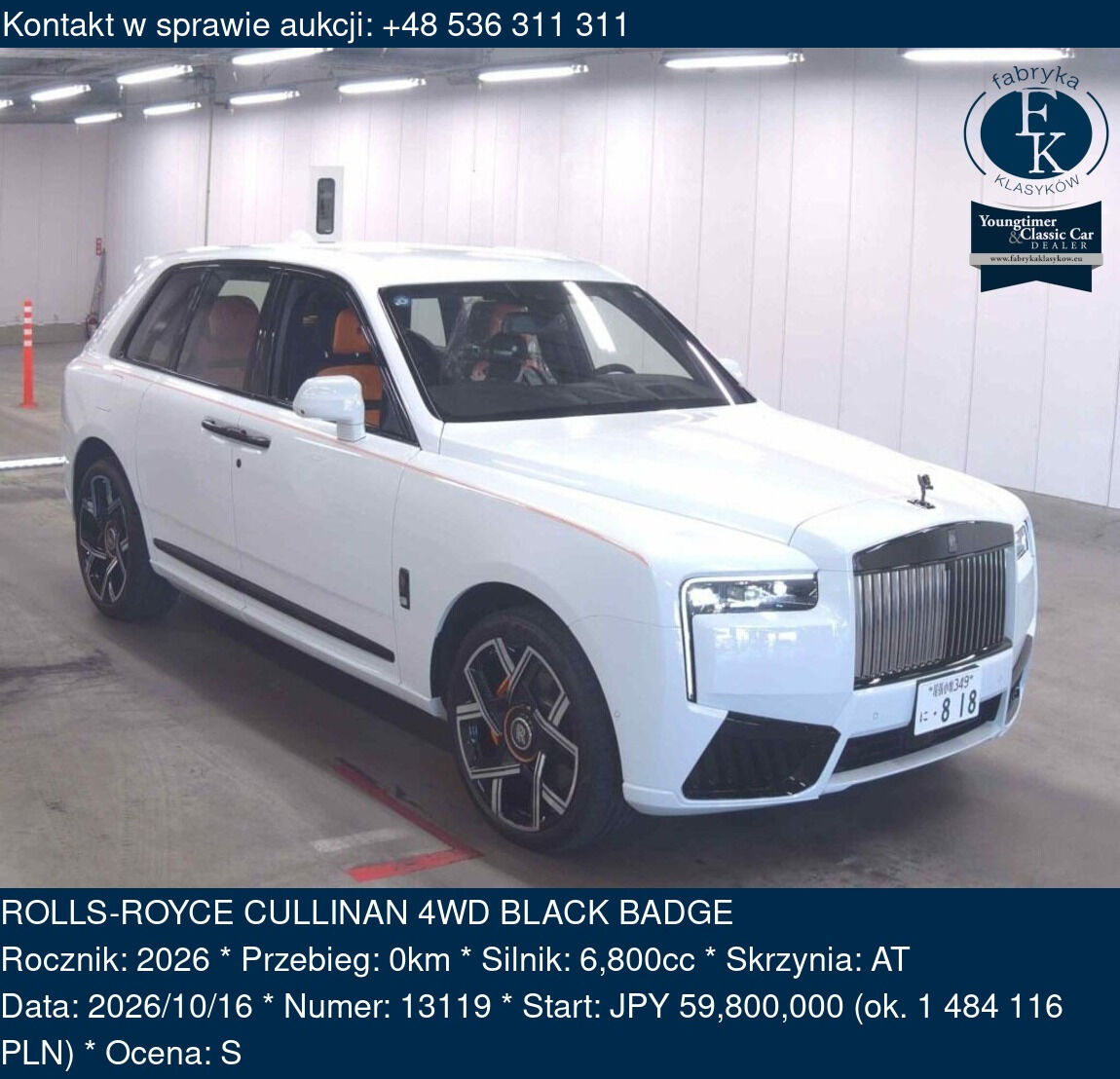 ROLLS-ROYCE CULLINAN 4WD BLACK BADGE 2026 - zdjęcie 2