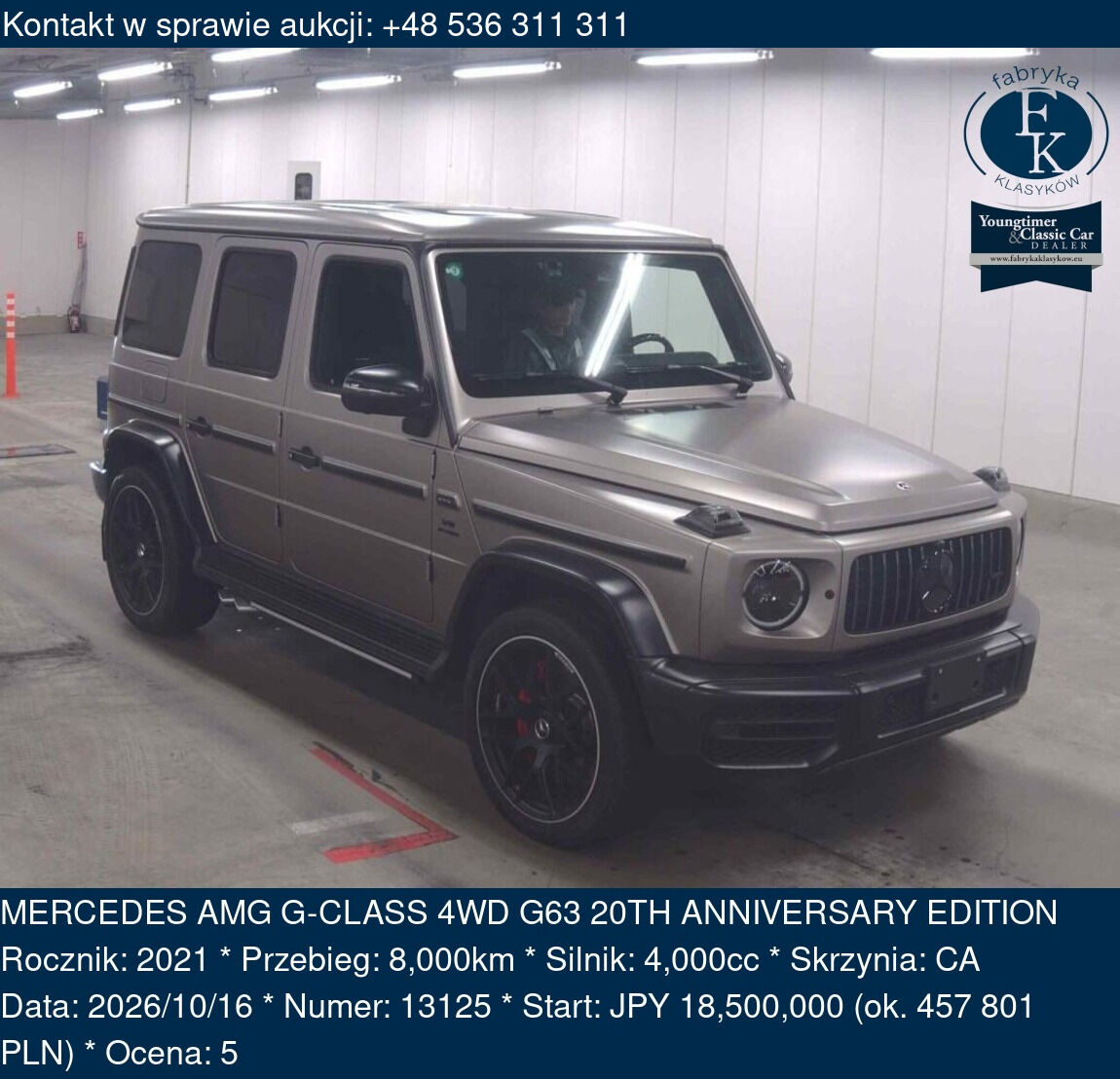 MERCEDES AMG G-CLASS 4WD G63 20TH ANNIVERSARY EDITION 2021 - zdjęcie 2