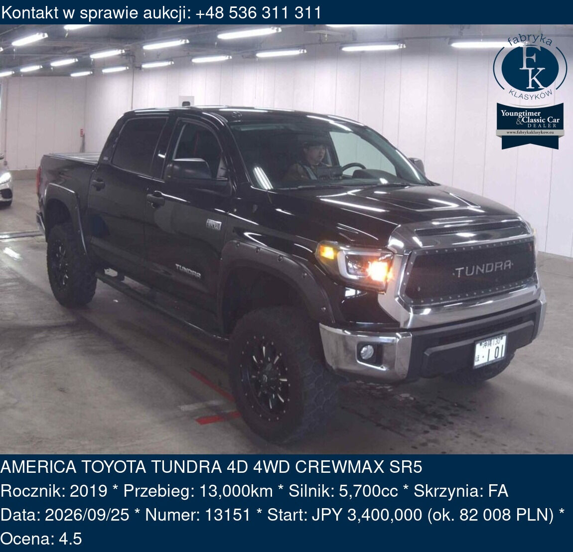 AMERICA TOYOTA TUNDRA 4D 4WD CREWMAX SR5 2019 - zdjęcie 2