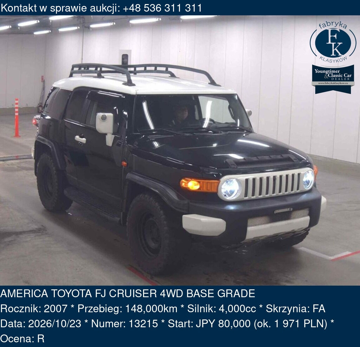 AMERICA TOYOTA FJ CRUISER 4WD BASE GRADE 2007 - zdjęcie 2