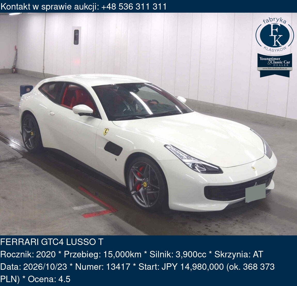 FERRARI GTC4 LUSSO T 2020 - zdjęcie 2