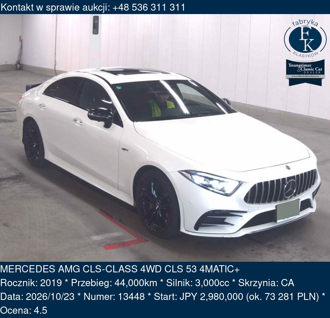 MERCEDES AMG CLS-CLASS 4WD CLS 53 4MATIC+ 2019 - zdjęcie 2
