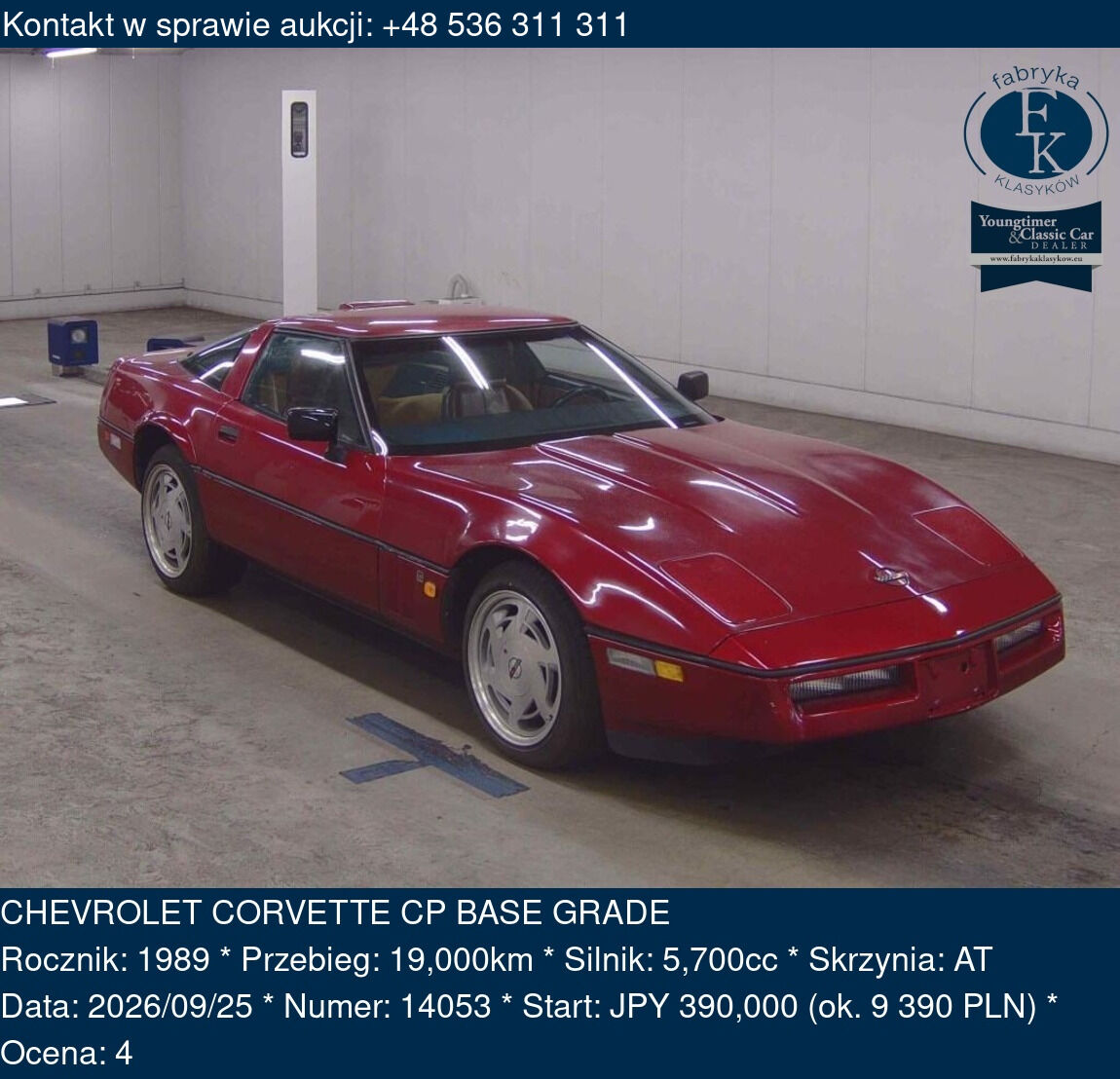 CHEVROLET CORVETTE CP BASE GRADE 1989 - zdjęcie 2