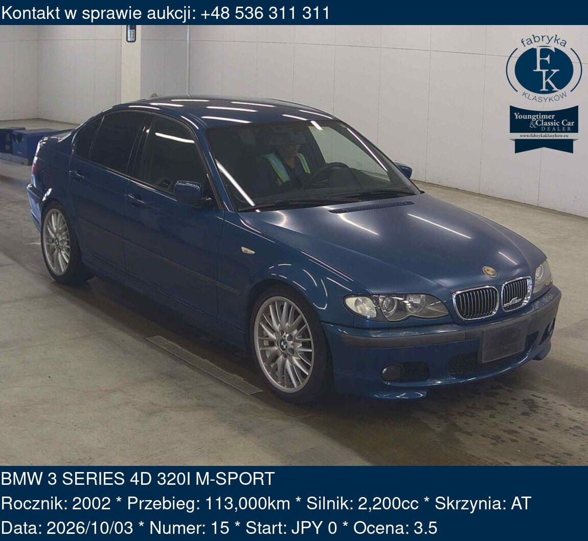 BMW 3 SERIES 4D 320I M-SPORT 2002 - zdjęcie 2