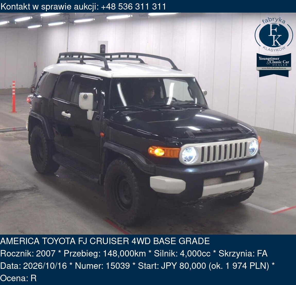 AMERICA TOYOTA FJ CRUISER 4WD BASE GRADE 2007 - zdjęcie 2