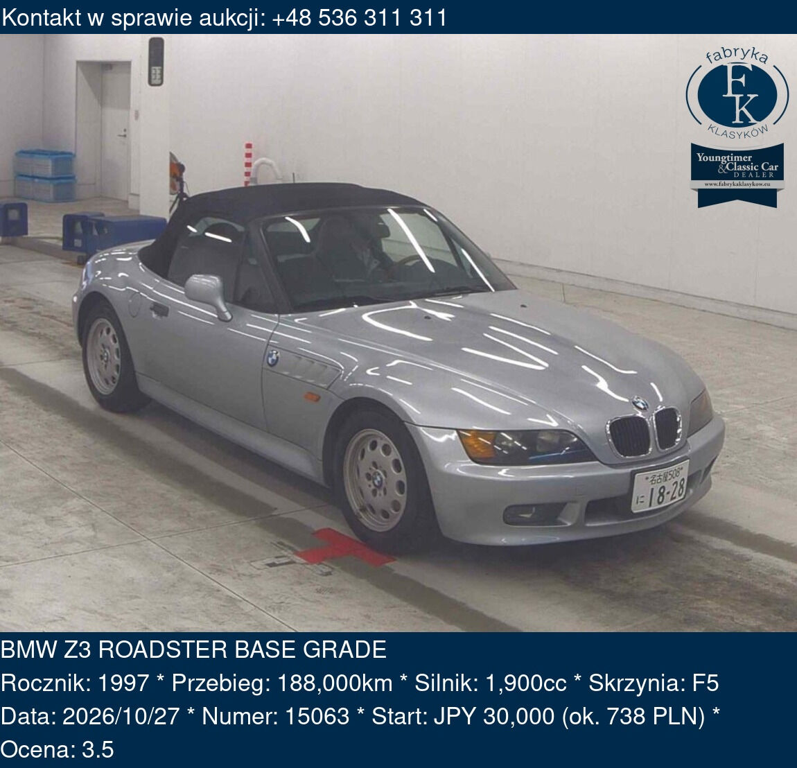 BMW Z3 ROADSTER BASE GRADE 1997 - zdjęcie 2
