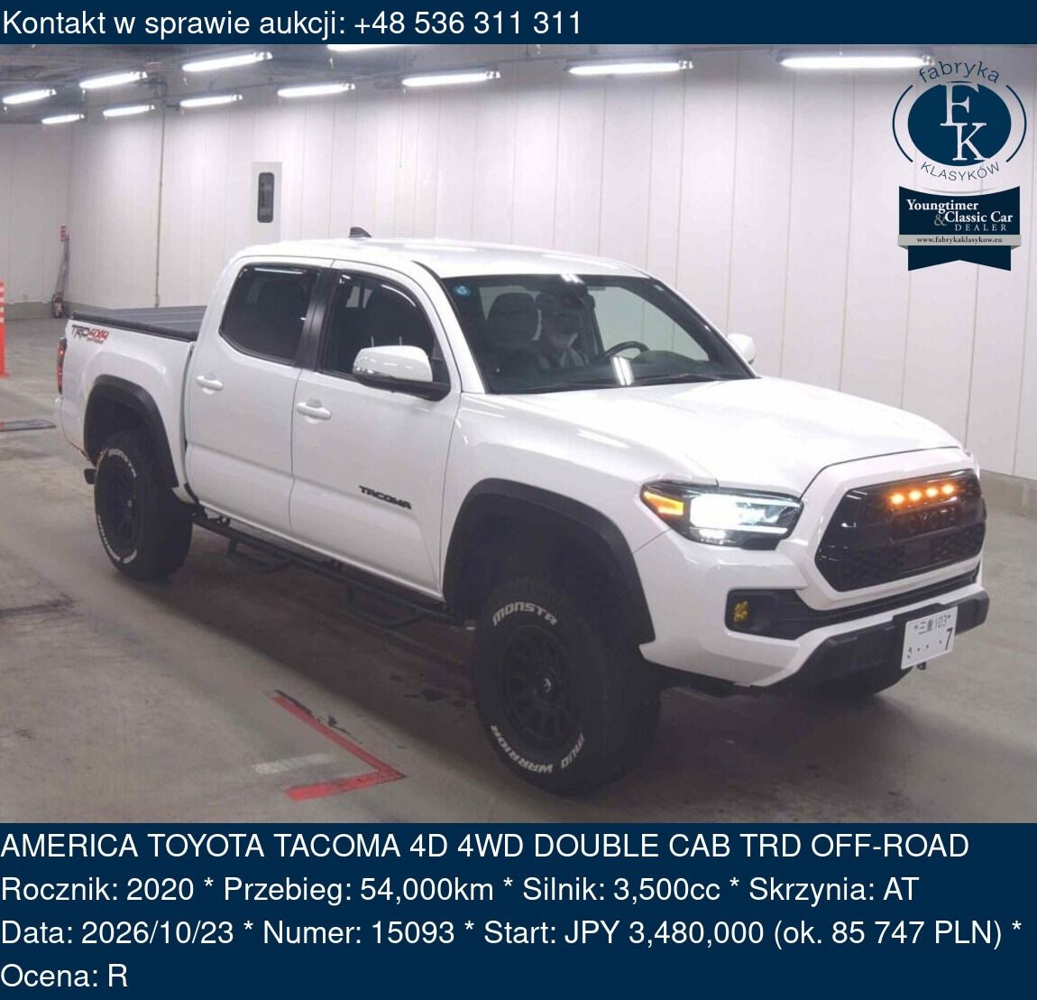 AMERICA TOYOTA TACOMA 4D 4WD DOUBLE CAB TRD OFF-ROAD 2020 - zdjęcie 2