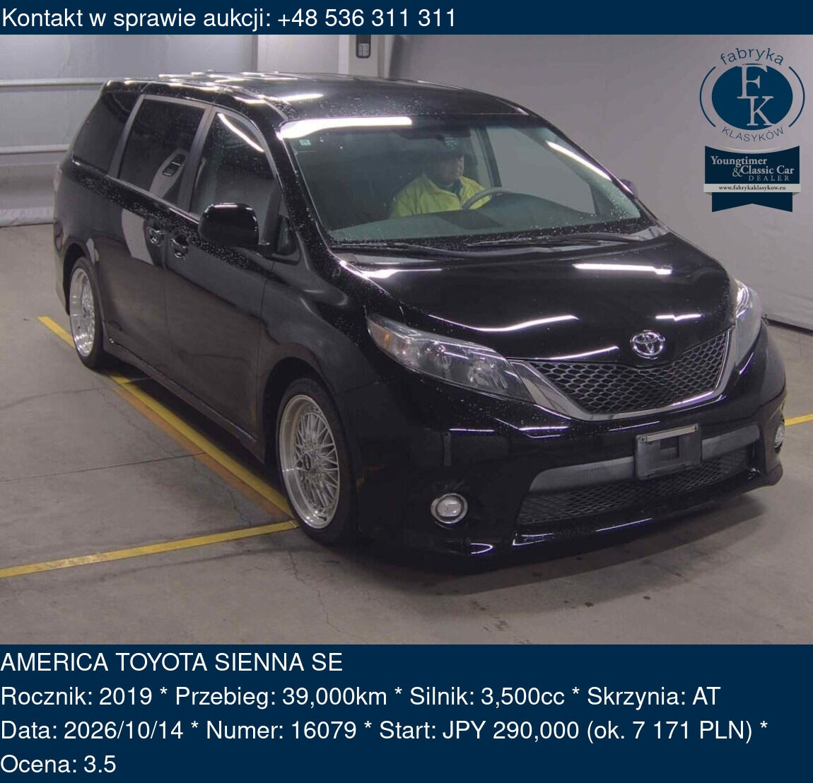 AMERICA TOYOTA SIENNA SE 2019 - zdjęcie 2