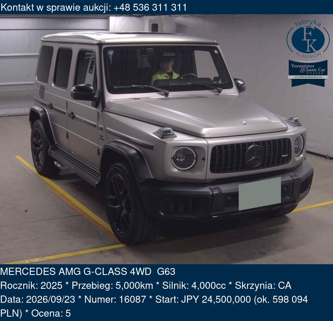 MERCEDES AMG G-CLASS 4WD G63 2025 - zdjęcie 2