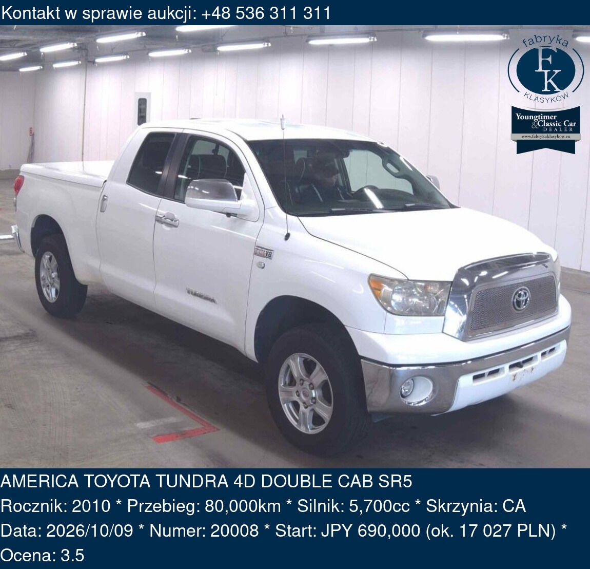 AMERICA TOYOTA TUNDRA 4D DOUBLE CAB SR5 2010 - zdjęcie 2