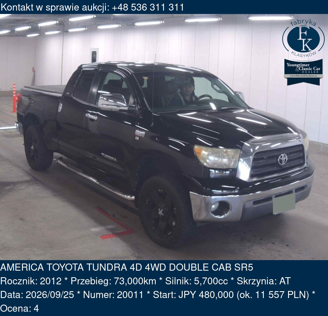 AMERICA TOYOTA TUNDRA 4D 4WD DOUBLE CAB SR5 2012 - zdjęcie 2