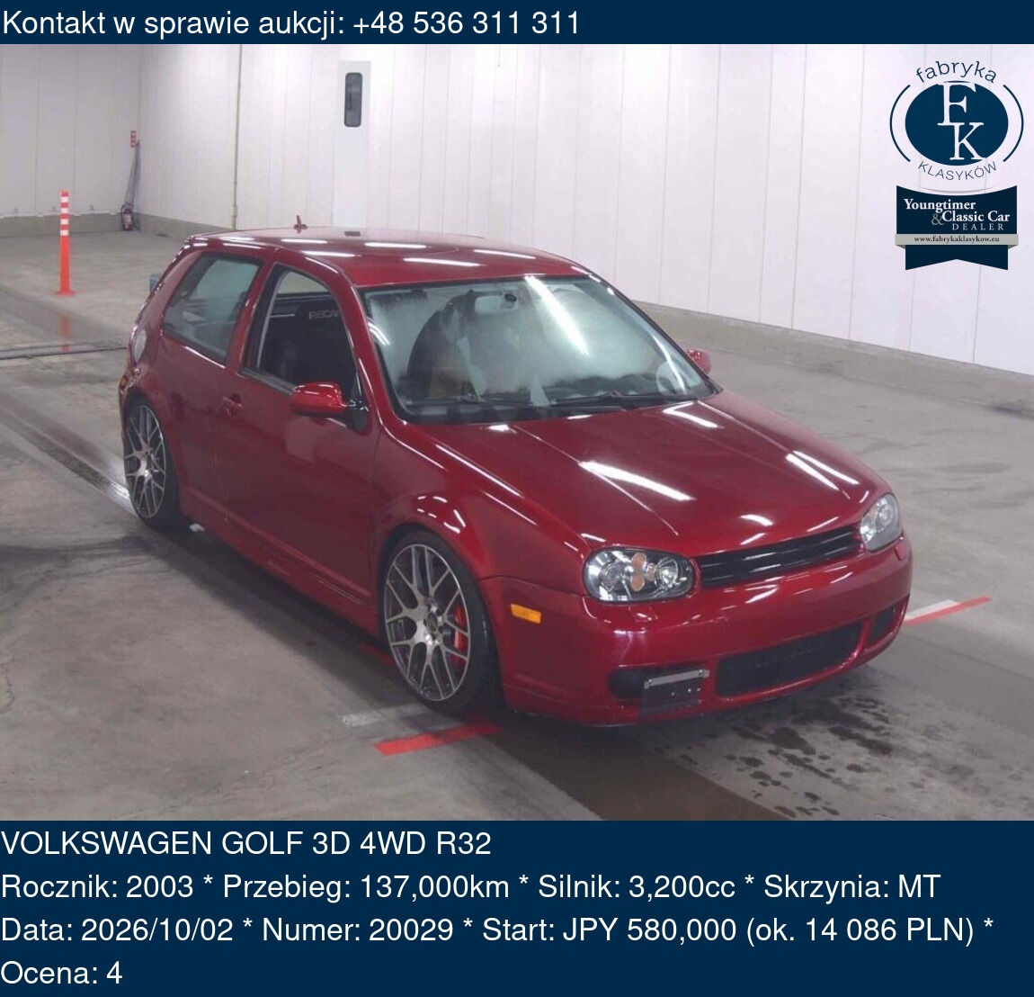 VOLKSWAGEN GOLF 3D 4WD R32 2003 - zdjęcie 2