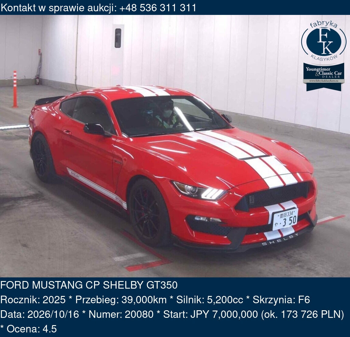 FORD MUSTANG CP SHELBY GT350 2025 - zdjęcie 2