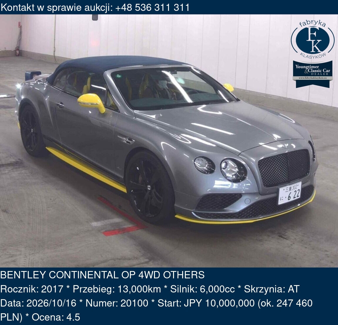 BENTLEY CONTINENTAL OP 4WD OTHERS 2017 - zdjęcie 2