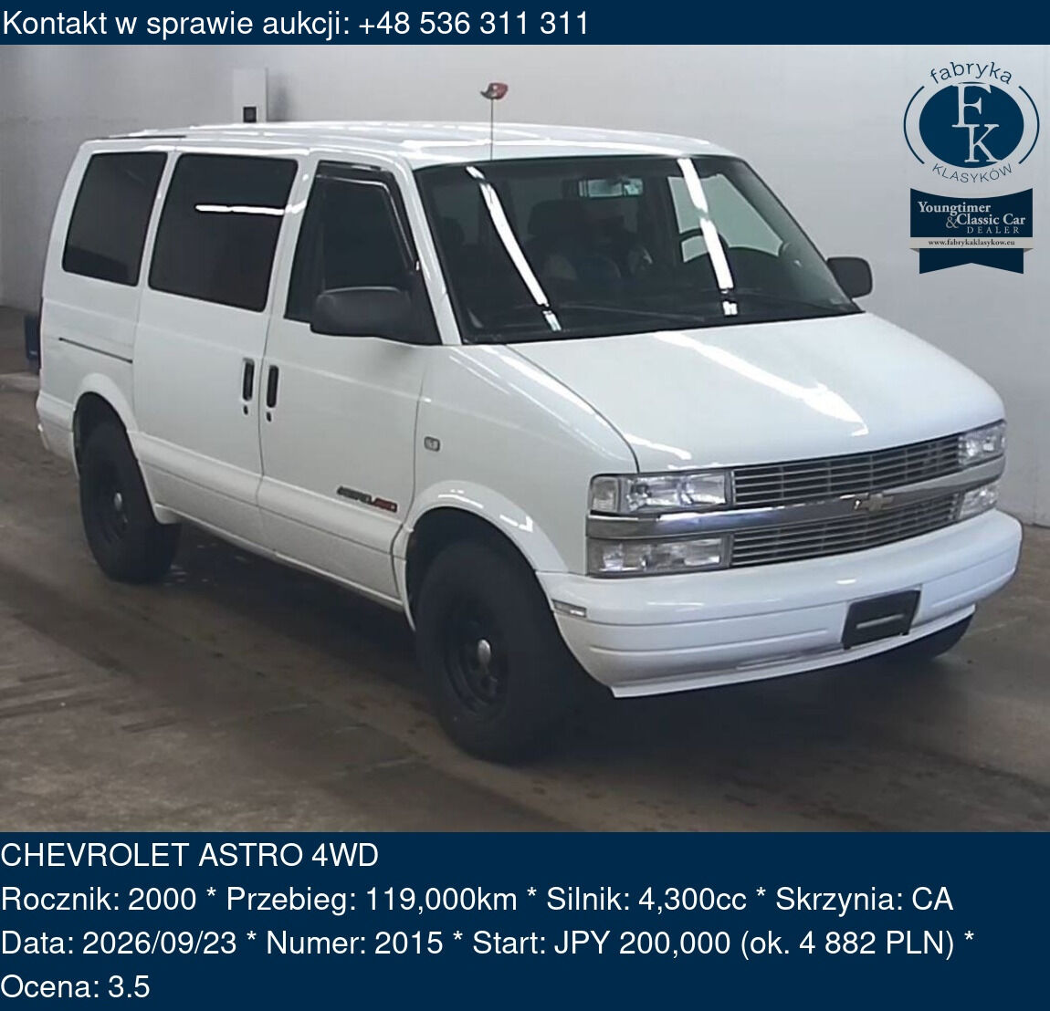 CHEVROLET ASTRO 4WD 2000 - zdjęcie 2