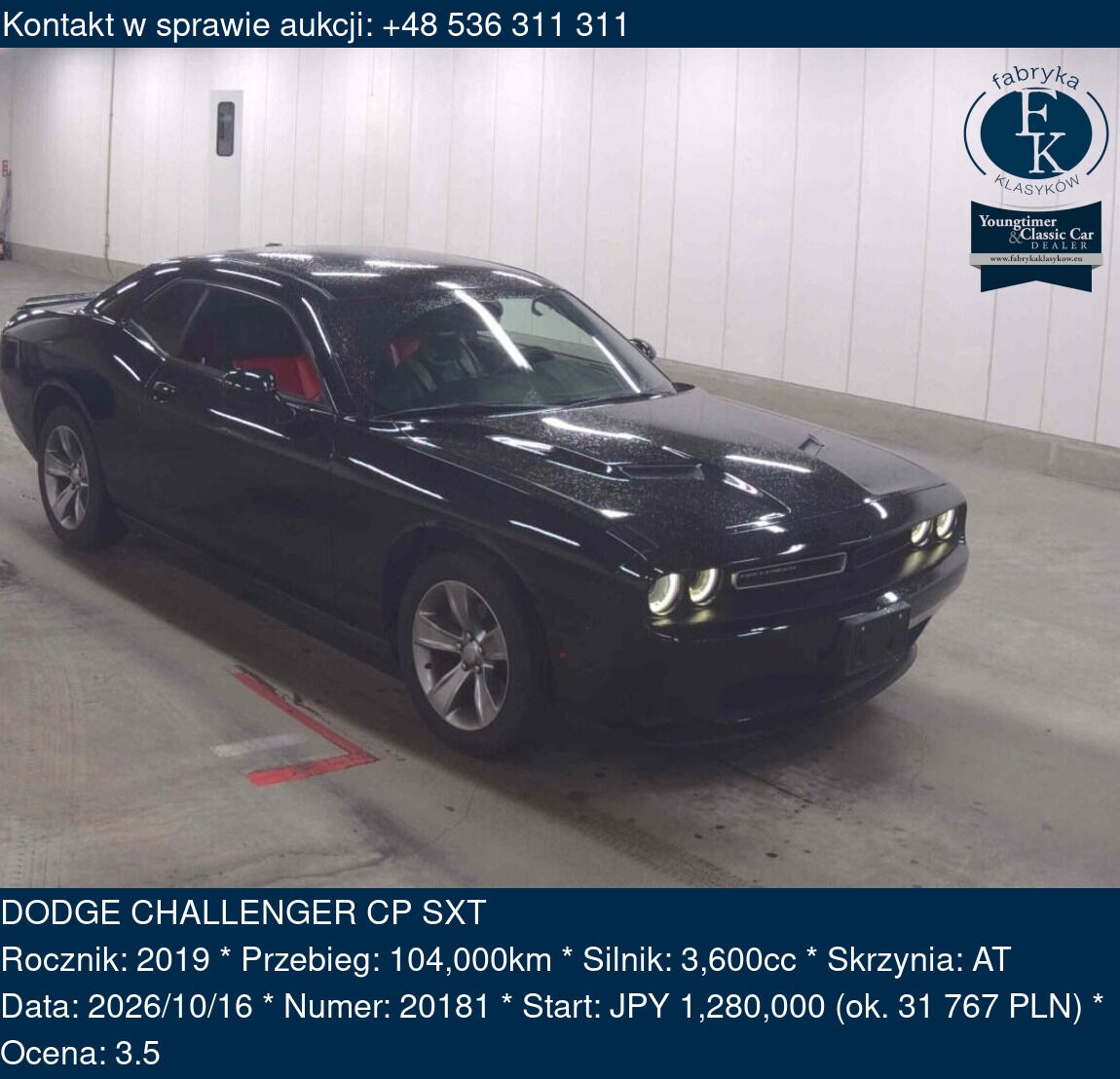 DODGE CHALLENGER CP SXT 2019 - zdjęcie 2