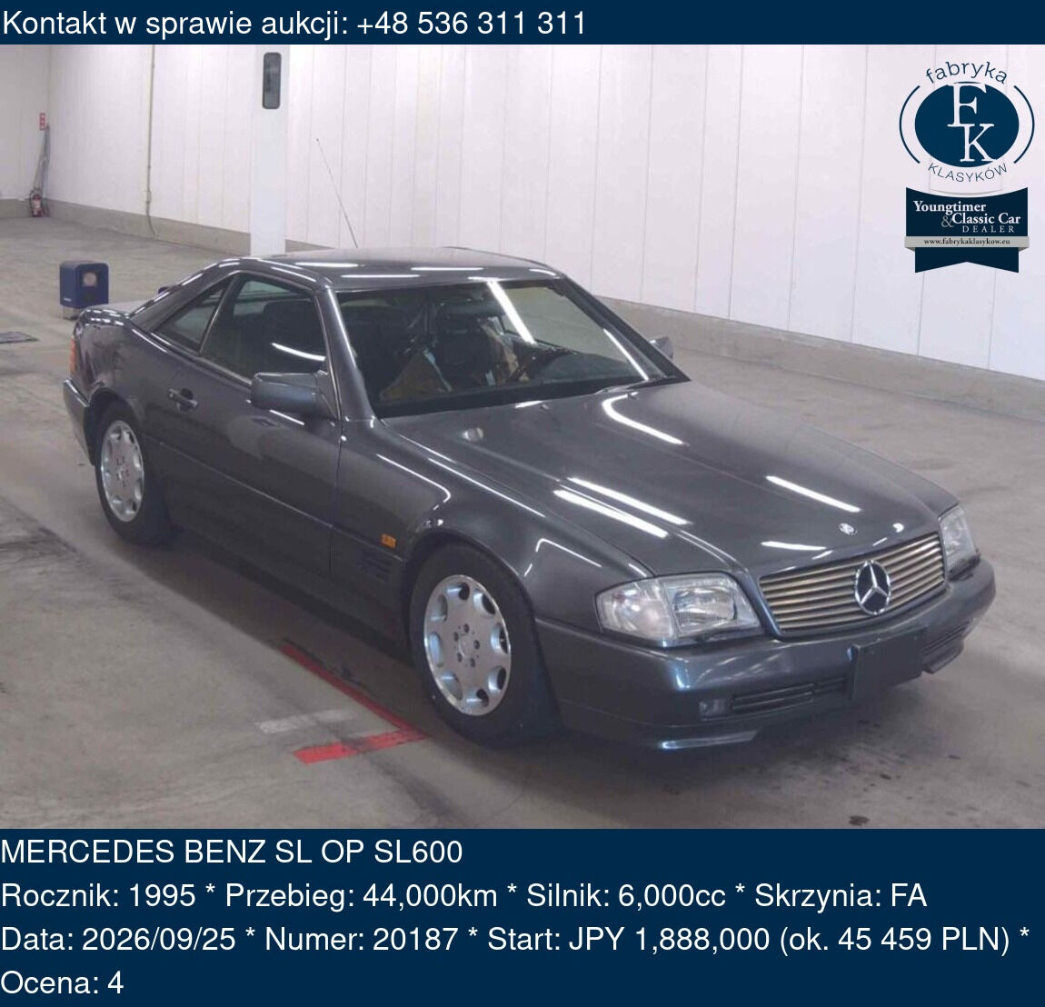 MERCEDES BENZ SL OP SL600 1995 - zdjęcie 2
