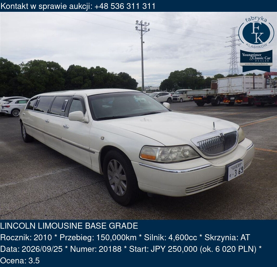 LINCOLN LIMOUSINE BASE GRADE 2010 - zdjęcie 2