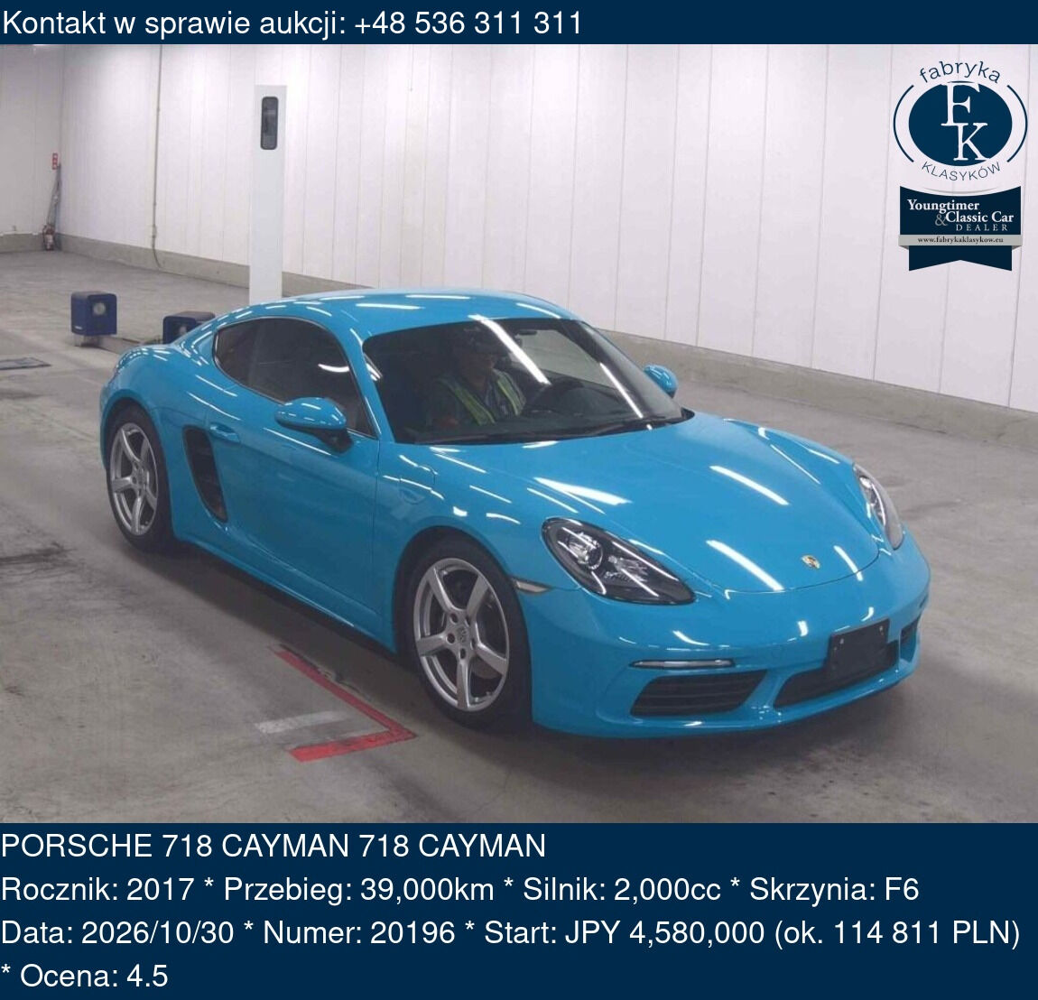 PORSCHE 718 CAYMAN 718 CAYMAN 2017 - zdjęcie 2