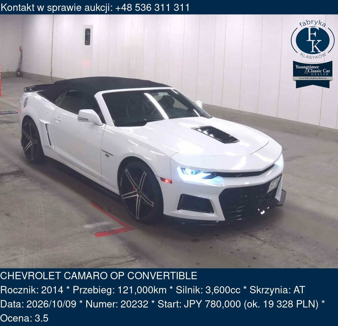 CHEVROLET CAMARO OP CONVERTIBLE 2014 - zdjęcie 2