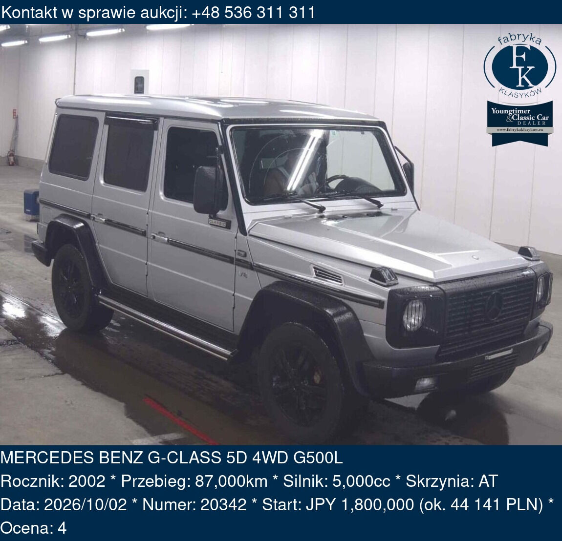 MERCEDES BENZ G-CLASS 5D 4WD G500L 2002 - zdjęcie 2