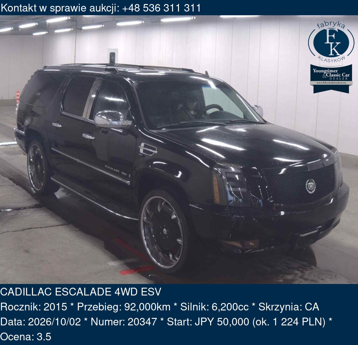 CADILLAC ESCALADE 4WD ESV 2015 - zdjęcie 2