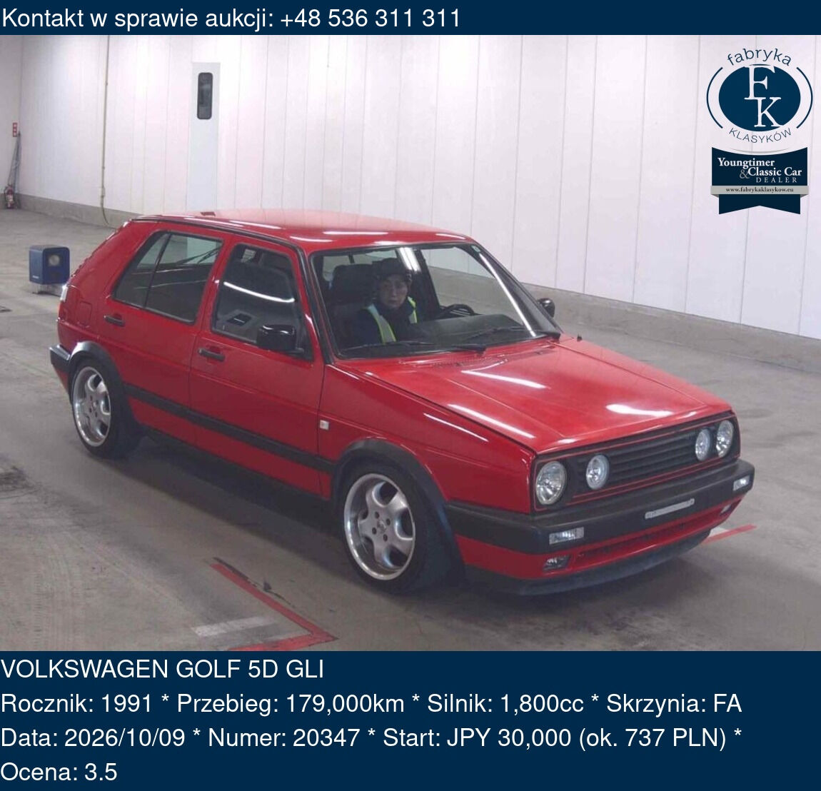 VOLKSWAGEN GOLF 5D GLI 1991 - zdjęcie 2