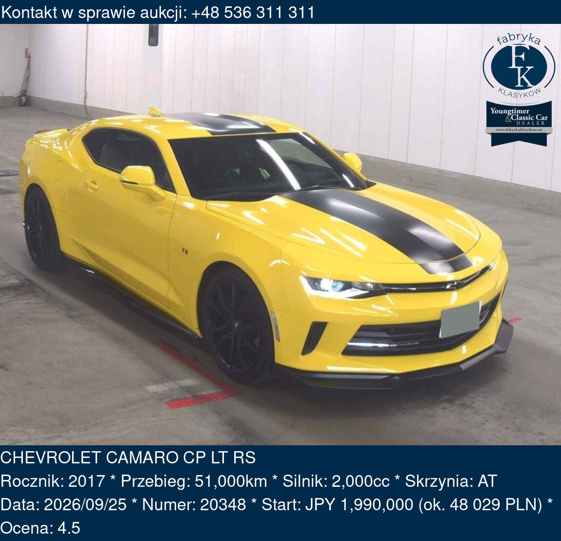 CHEVROLET CAMARO CP LT RS 2017 - zdjęcie 2