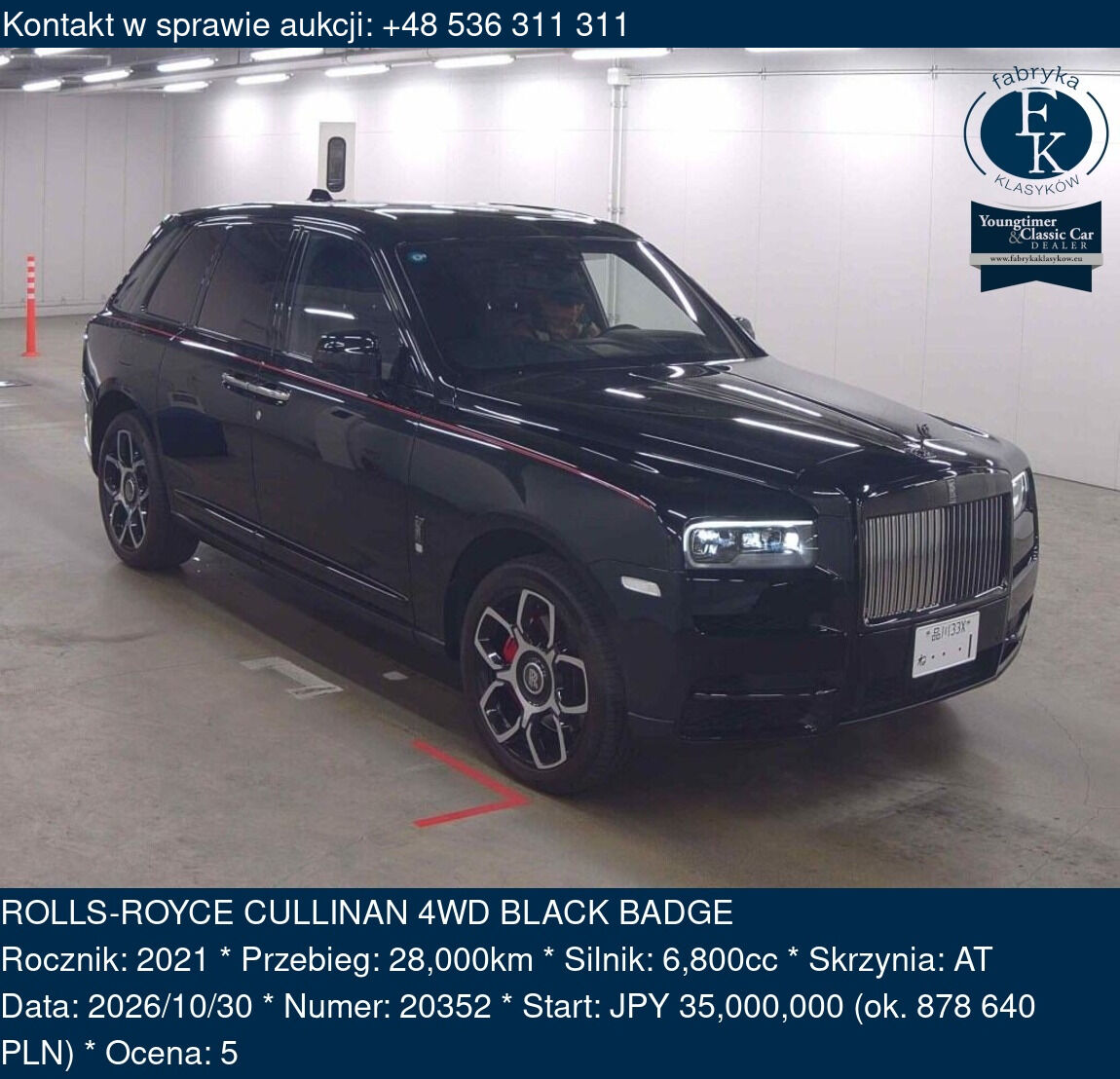 ROLLS-ROYCE CULLINAN 4WD BLACK BADGE 2021 - zdjęcie 2