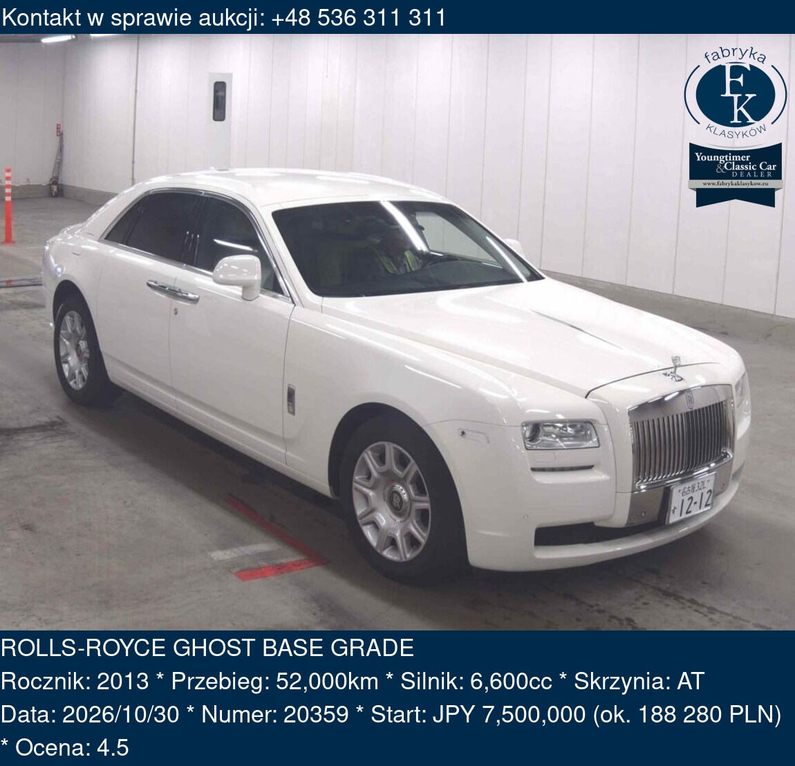 ROLLS-ROYCE GHOST BASE GRADE 2013 - zdjęcie 2