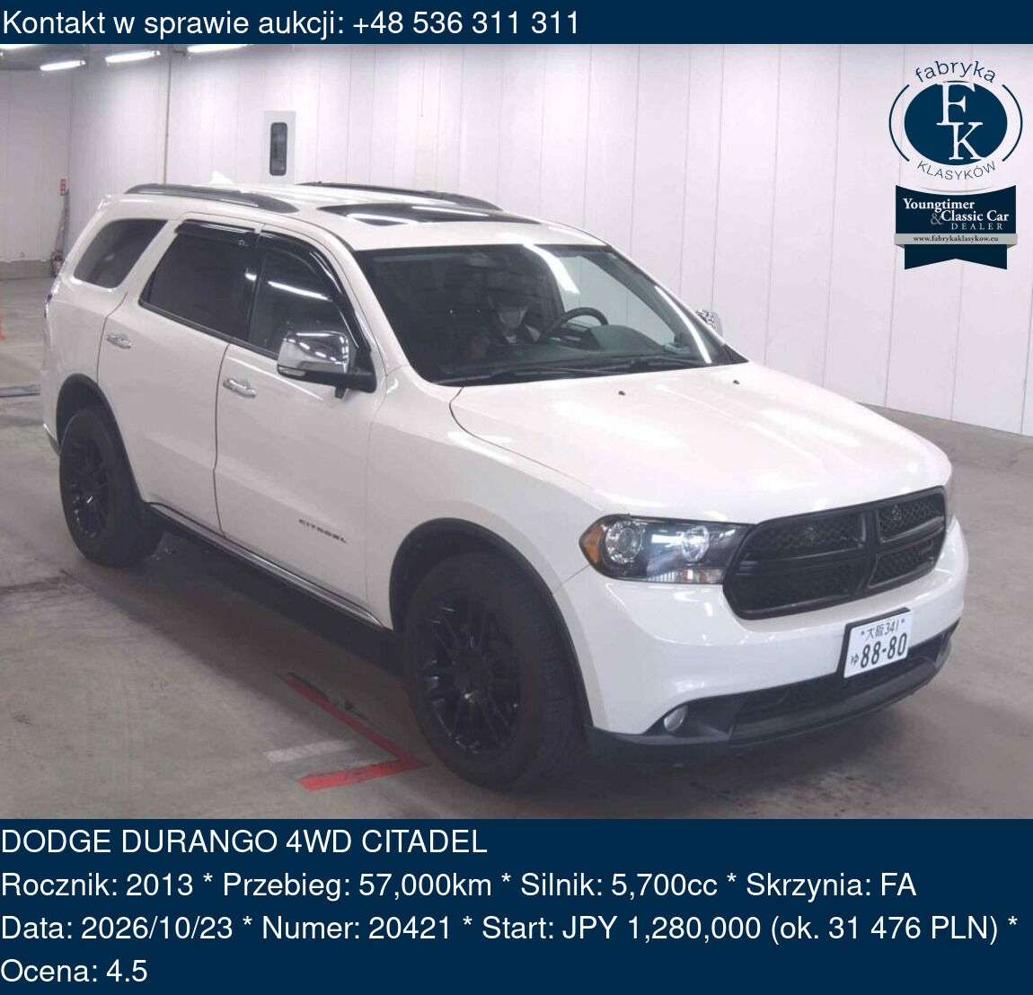 DODGE DURANGO 4WD CITADEL 2013 - zdjęcie 2