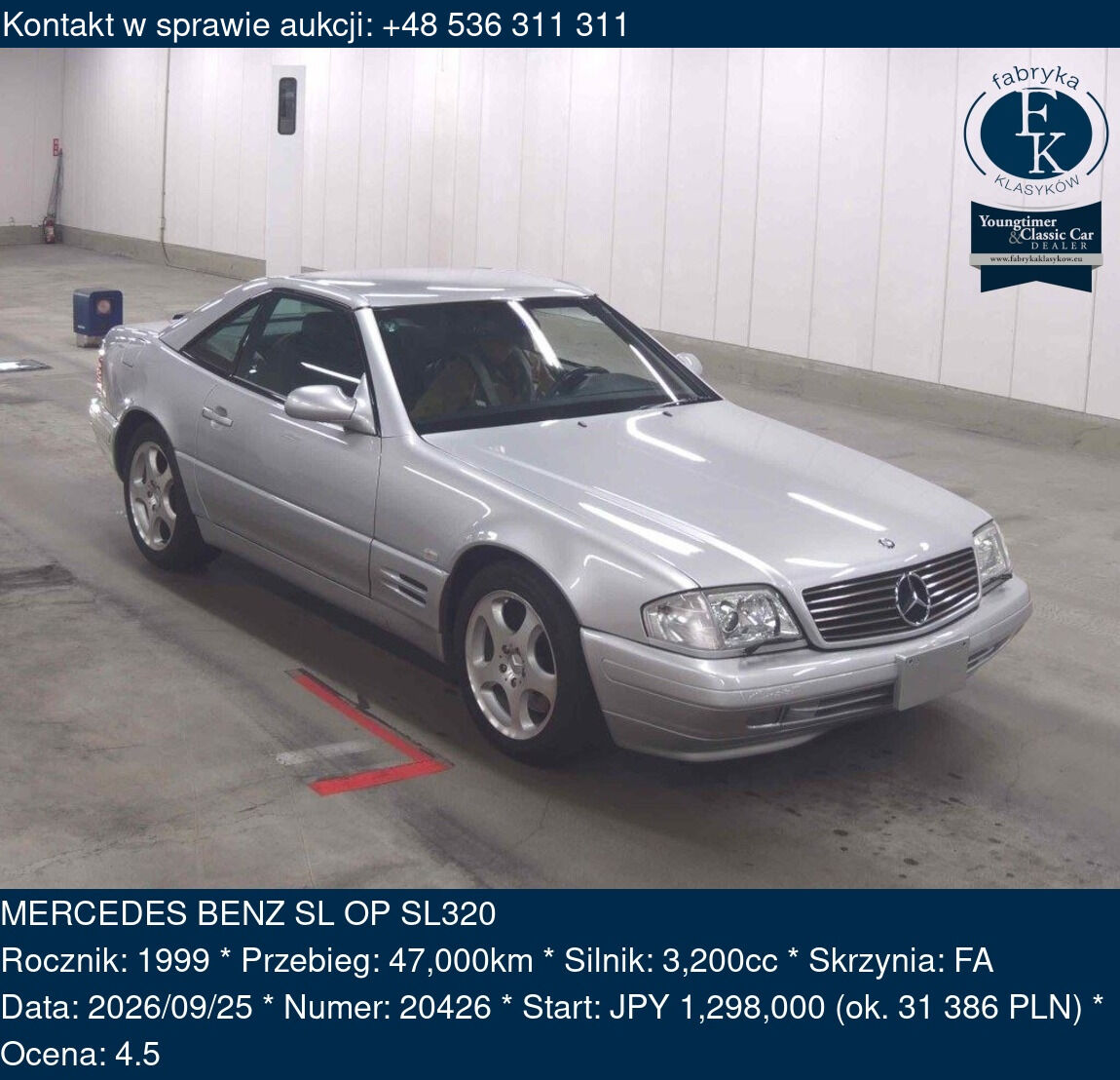 MERCEDES BENZ SL OP SL320 1999 - zdjęcie 2