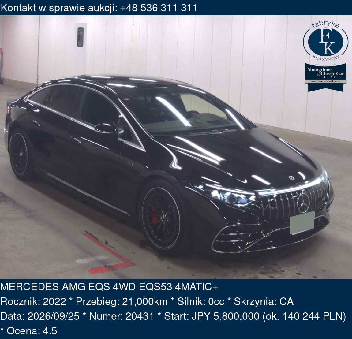 MERCEDES AMG EQS 4WD EQS53 4MATIC+ 2022 - zdjęcie 2