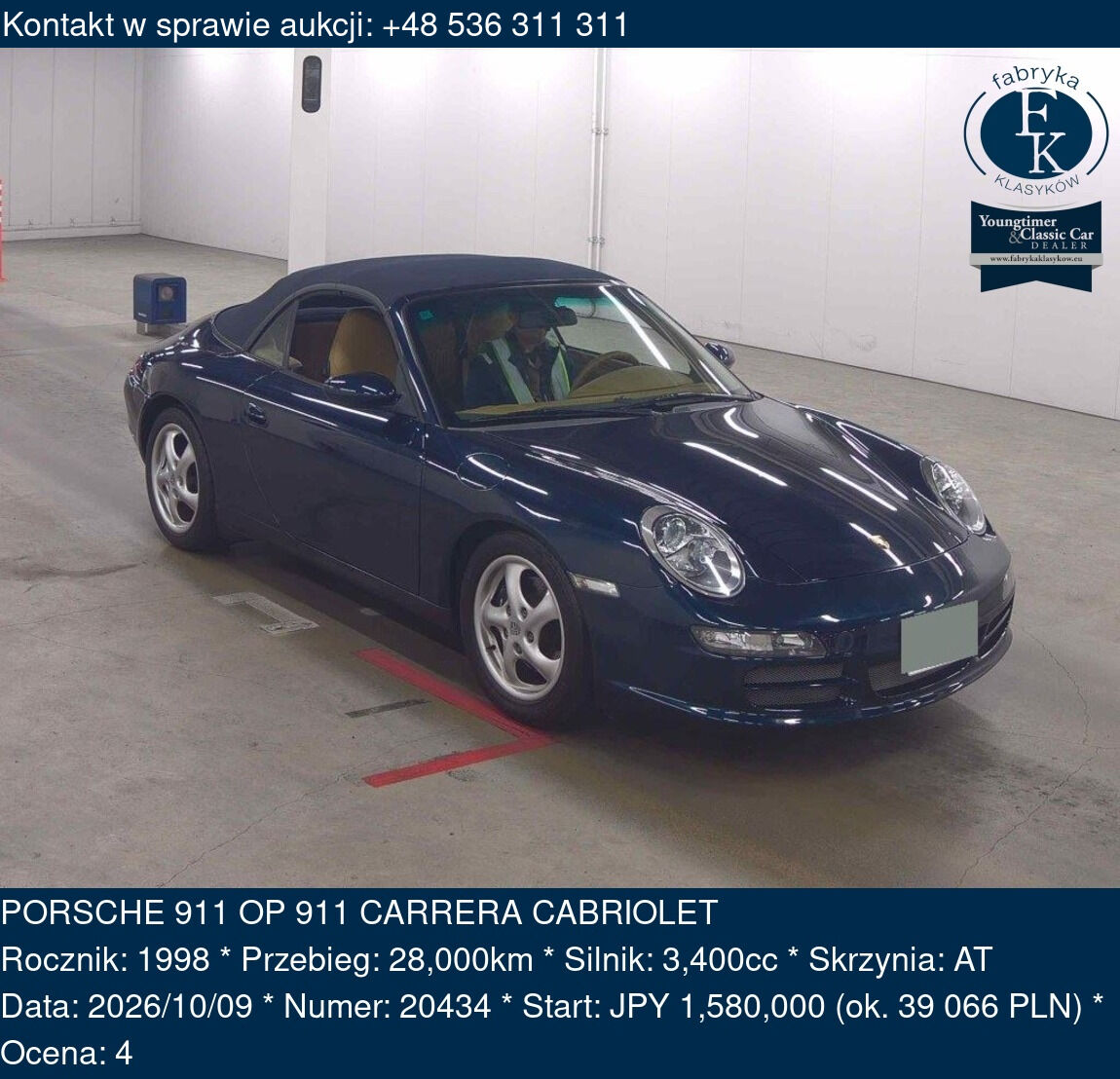 PORSCHE 911 OP 911 CARRERA CABRIOLET 1998 - zdjęcie 2