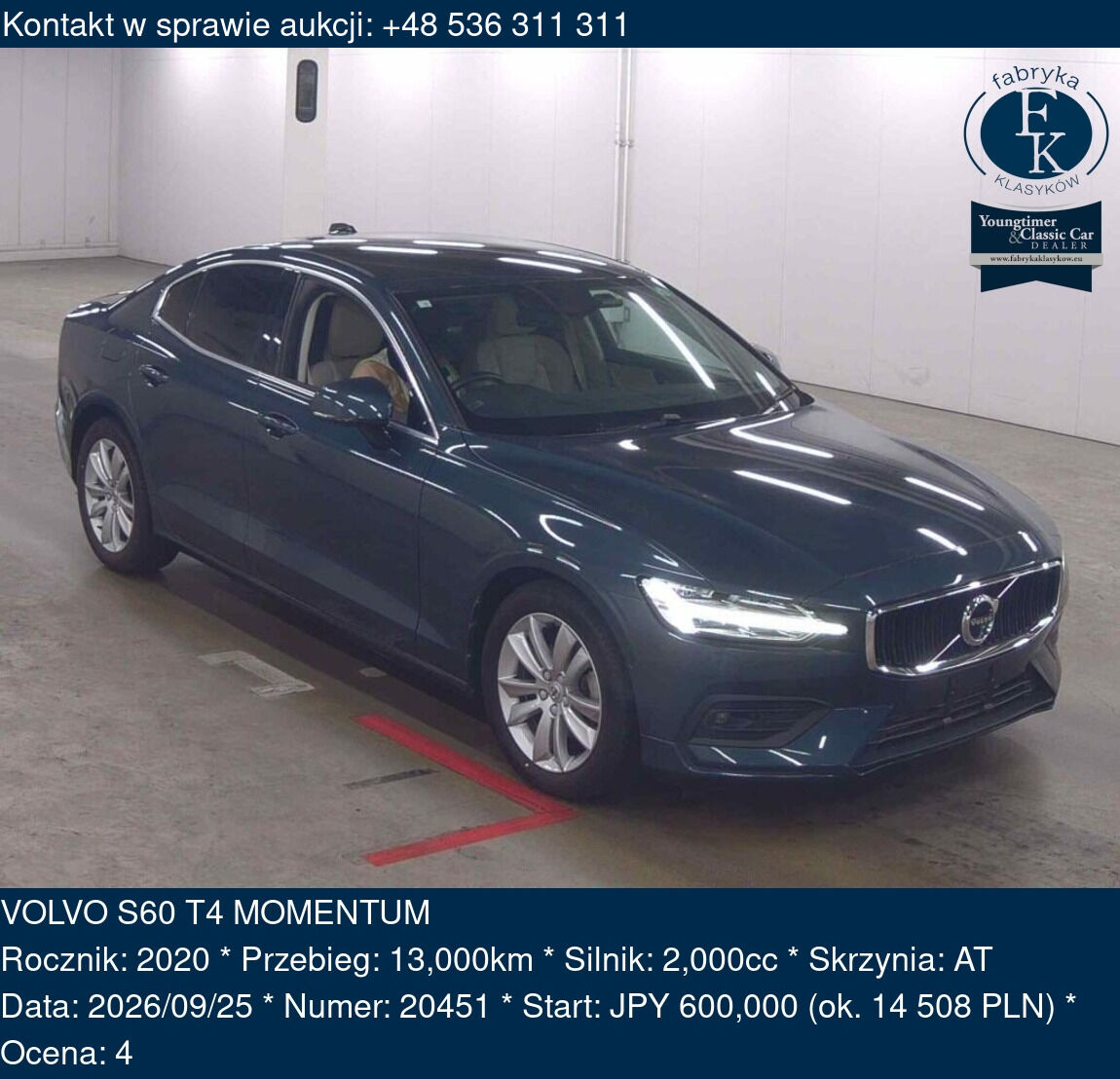 VOLVO S60 T4 MOMENTUM 2020 - zdjęcie 2