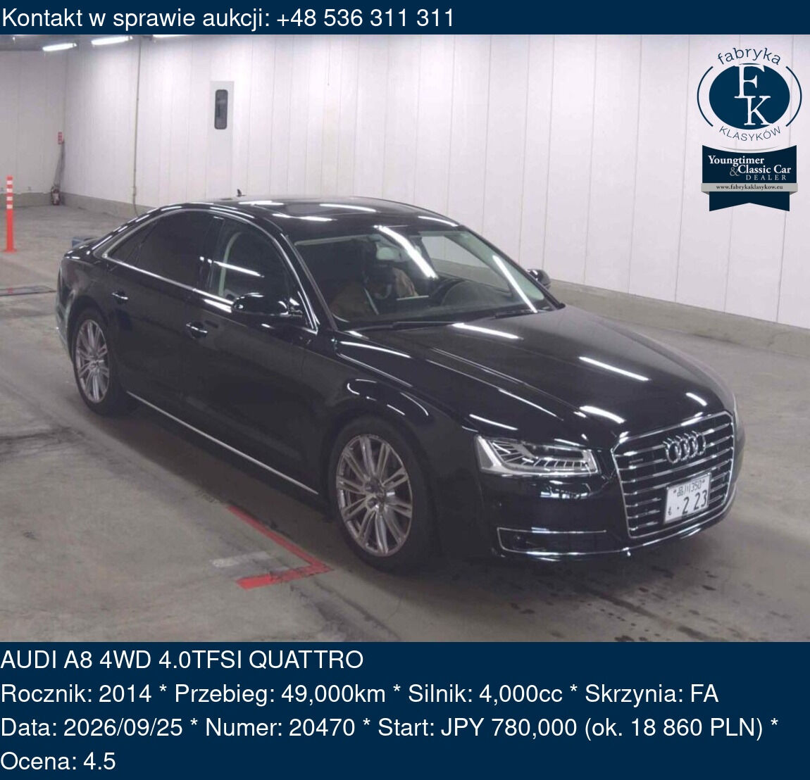 AUDI A8 4WD 4.0TFSI QUATTRO 2014 - zdjęcie 2