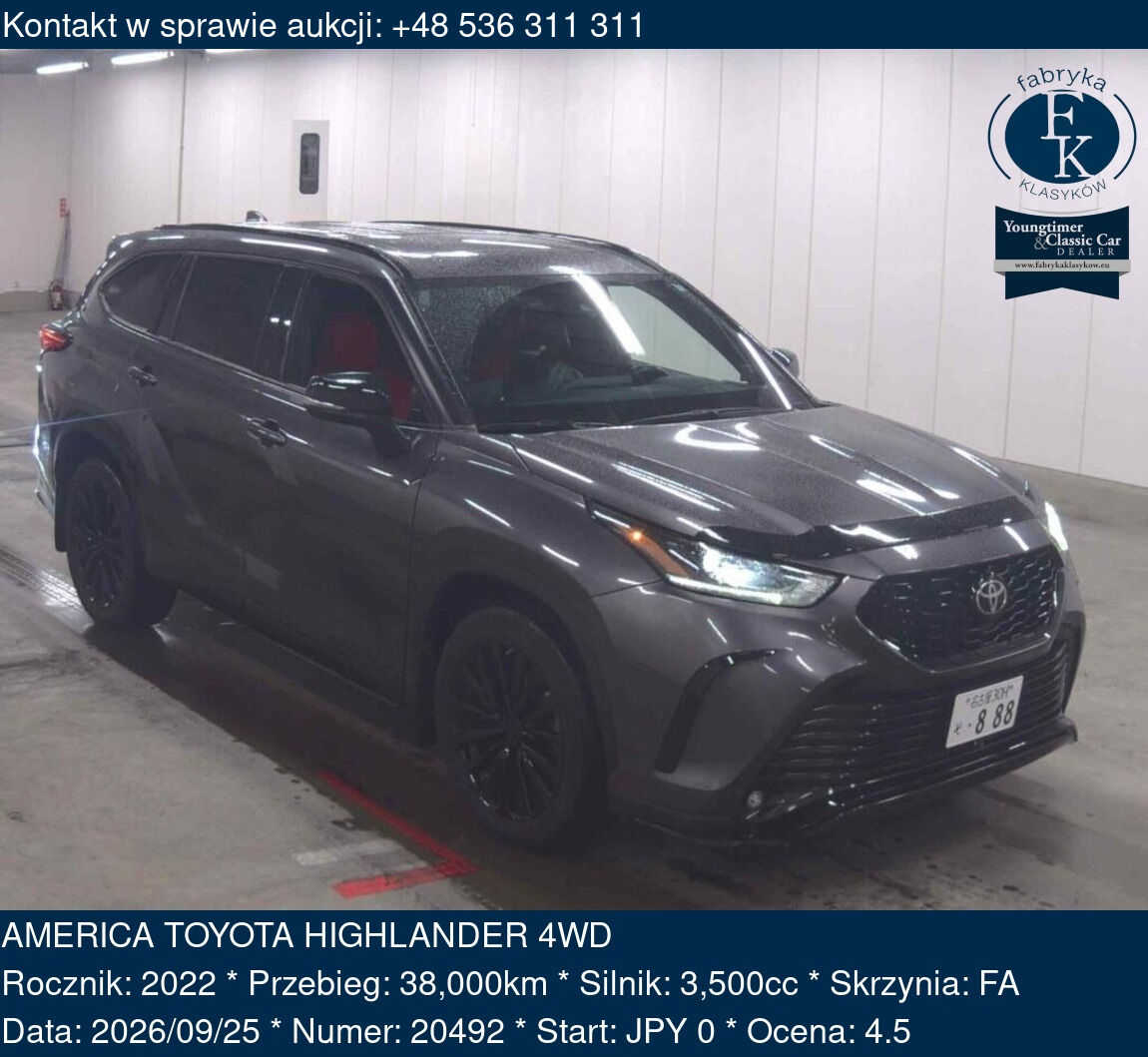 AMERICA TOYOTA HIGHLANDER 4WD 2022 - zdjęcie 2