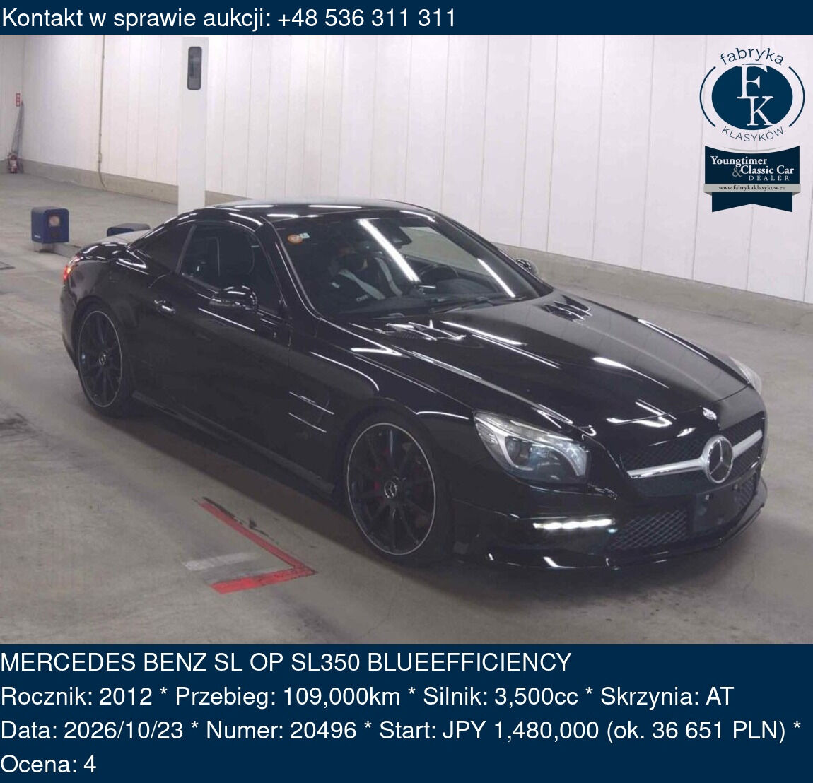 MERCEDES BENZ SL OP SL350 BLUEEFFICIENCY 2012 - zdjęcie 2