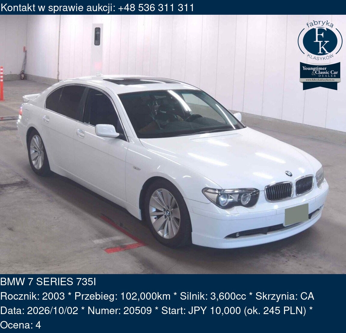 BMW 7 SERIES 735I 2003 - zdjęcie 2