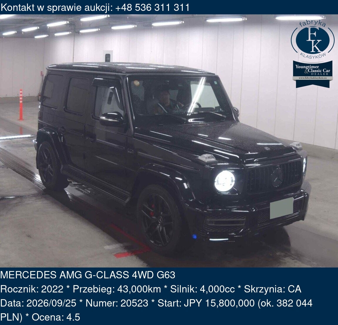 MERCEDES AMG G-CLASS 4WD G63 2022 - zdjęcie 2